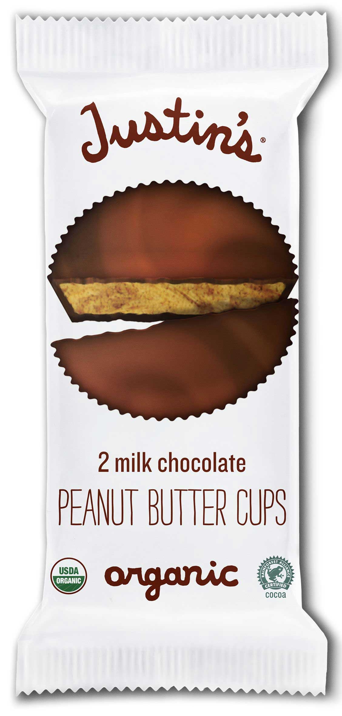 Justins Organic Milk Chocolate Peanut Butter Cup, 1.4 Ounce -- 72 per case