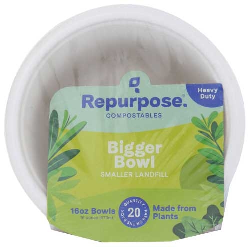 Repurpose Compostable Bowls, 16 Ounce - 20 per pack -- 12 packs per case.