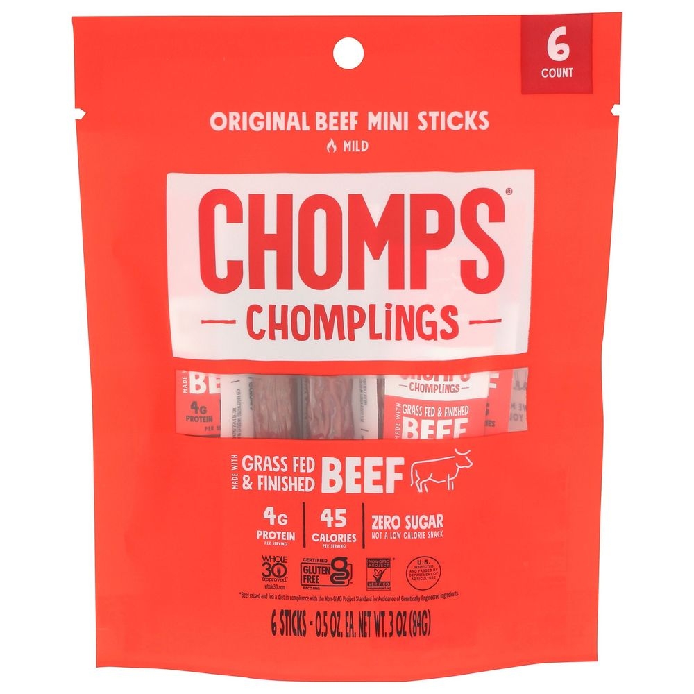 Chomps Mild Mini Original Beef Sticks, 3 Ounce -- 10 per case