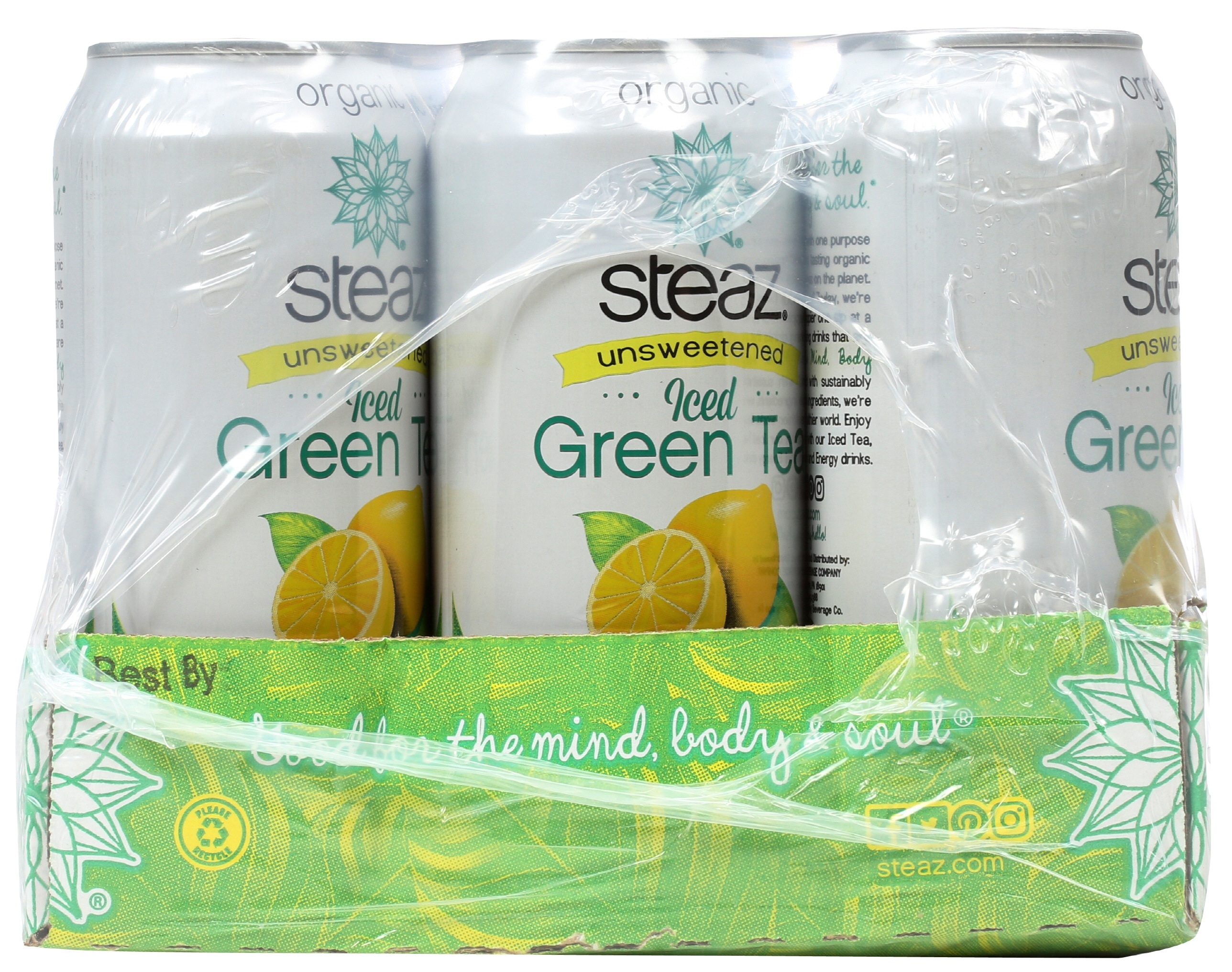 Steaz Organic Unsweetened Lemon Iced Tea, 16 Ounce -- 12 per case.