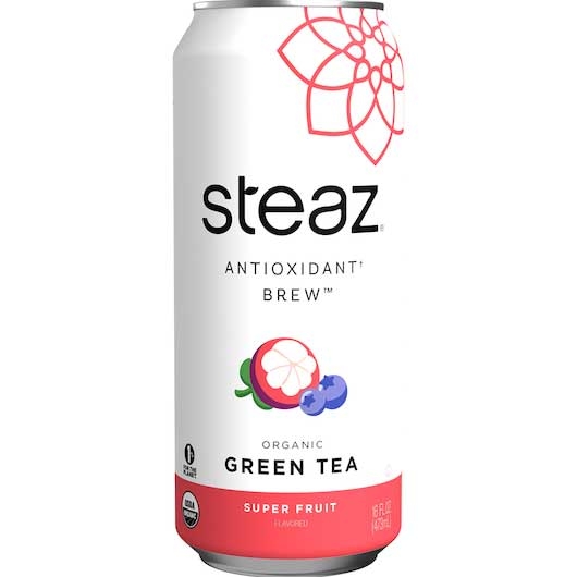 Steaz Organic Super Fruit Iced Green Tea, 16 Ounce -- 12 per case.