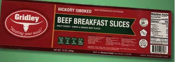 Gridley Sliced Halal Beef Bacon, 12 Ounce -- 12 per case