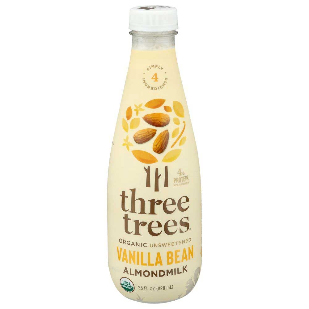 Three Trees Organic Unsweetened Vanilla Bean Almondmilk, 28 Fluid Ounce -- 6 per case