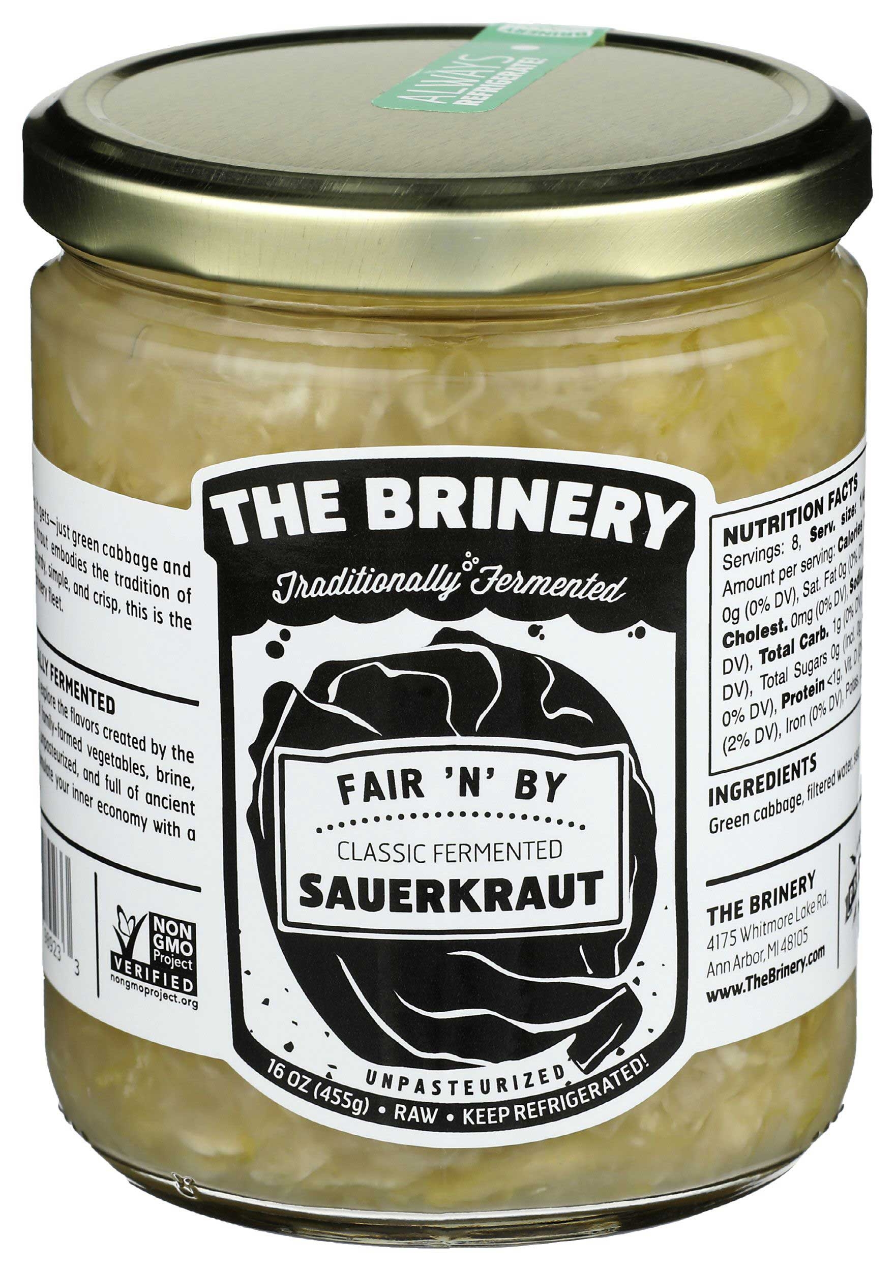 The Brinery Fair N By Classic Fermented Sauerkraut, 16 Ounce -- 6 per case