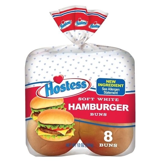 Hostess Soft White Hamburger Bun, 12 Ounce -- 4 per case