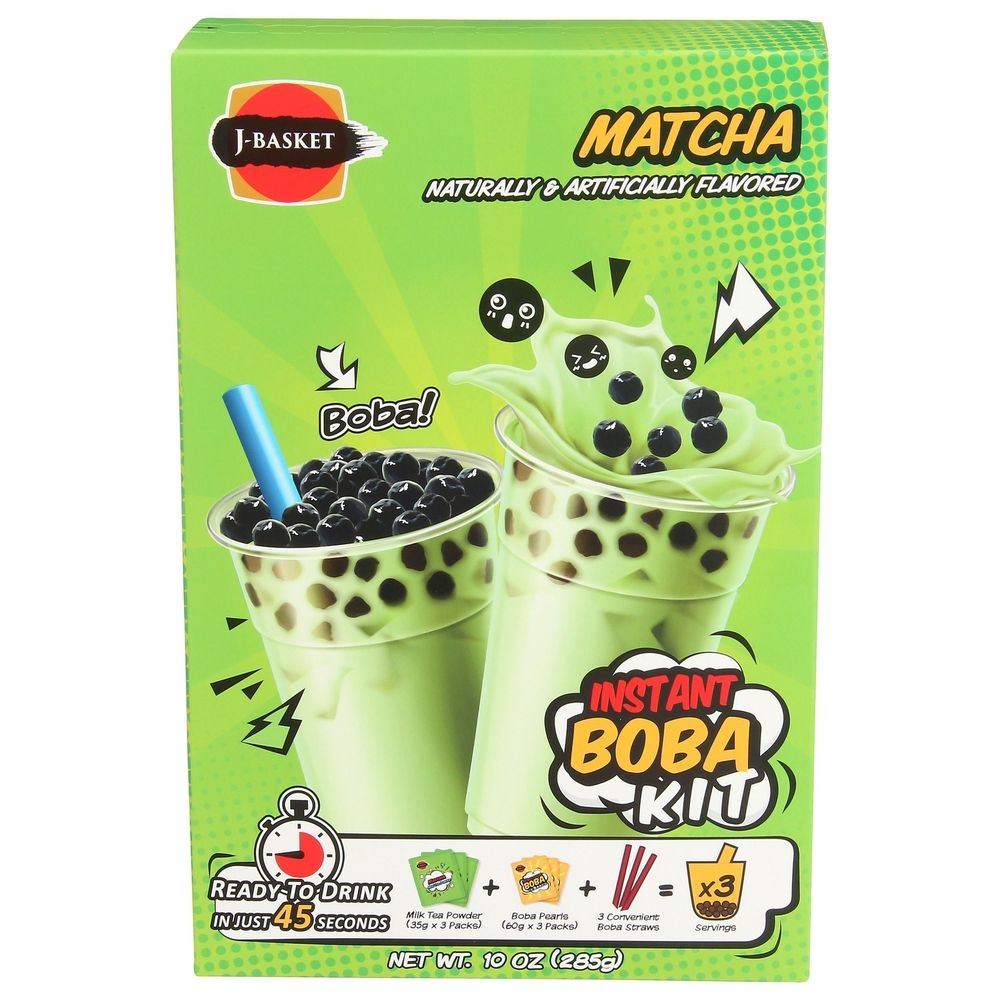 J-Basket Matcha Tea Instant Boba Kit, 10 Ounce -- 6 per case
