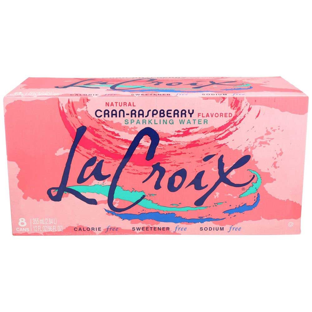 LaCroix Natural Razz Cranpberry Sparkling Water, 12 Fluid Ounce - 8 count per pack -- 3 packs per case