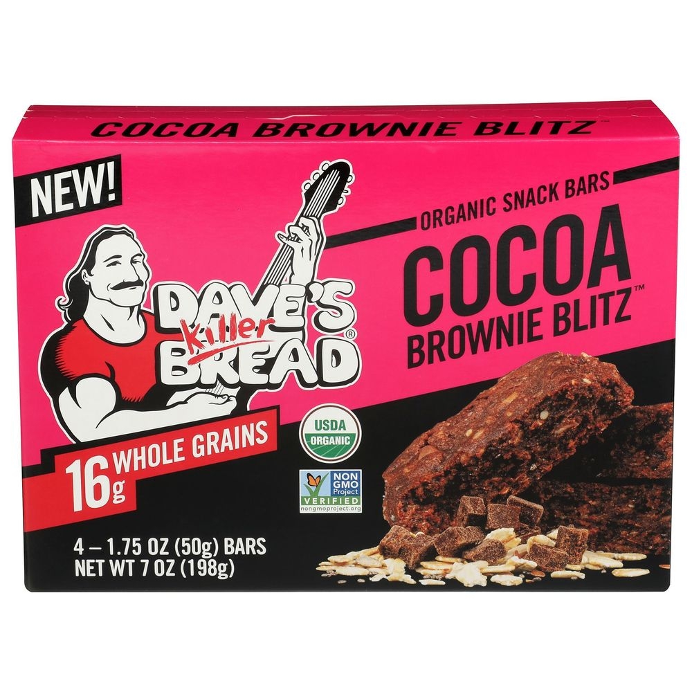 Daves Killer Bread Organic Whole Grain Cocoa Brownie Blitz Snack Bar, 1.75 Ounce -- 24 per case