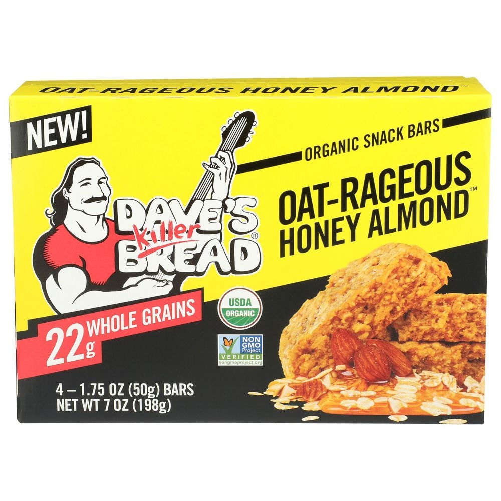 Daves Killer Bread Organic Whole Grain Oat-Rageous Honey Almond Snack Bar, 1.75 Ounce -- 24 per case