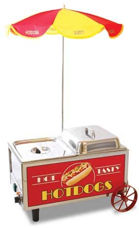 Winco BenchmarkUSA 120 Volt Mini Cart Hot Dog Steamer, 21 1/2 x 13 1/4 x 16 inch -- 1 set