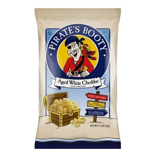 Pirates Booty Aged White Cheddar Cheese Puffs, 1 Ounce -- 24 per case.