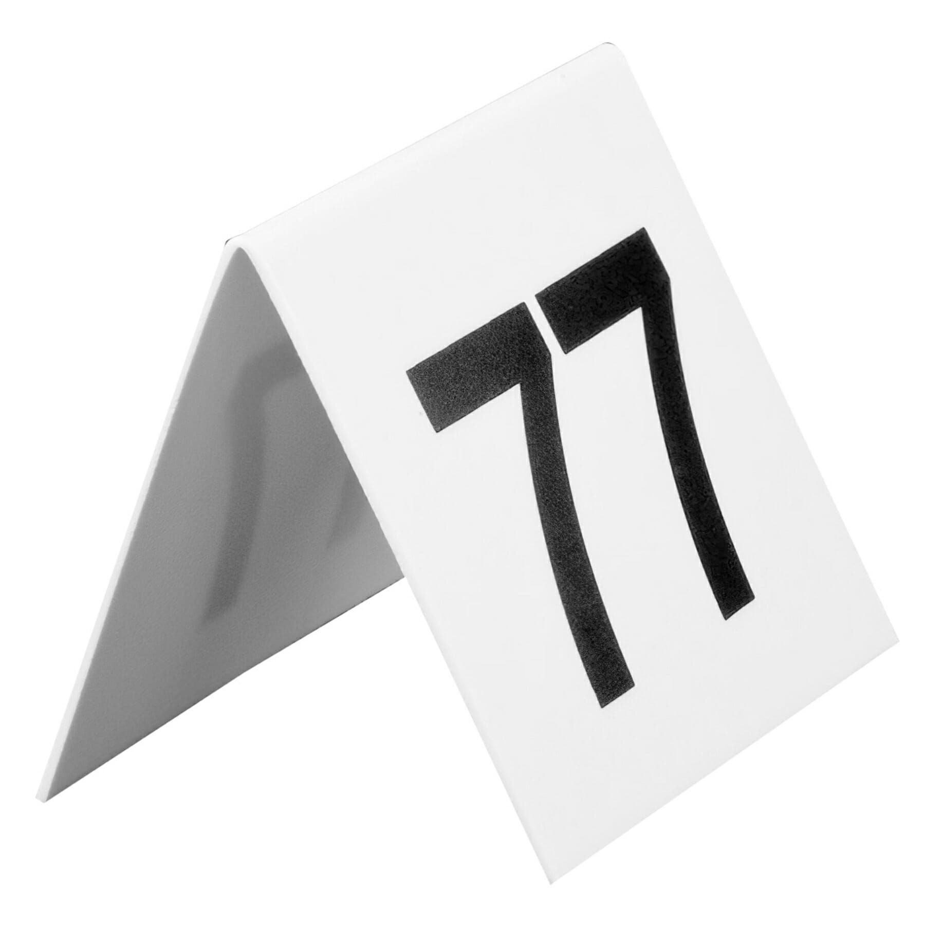 GET Enterprises inc Polypropylene White Table Tent - Numbers 76 to 100 -- 3 per case.