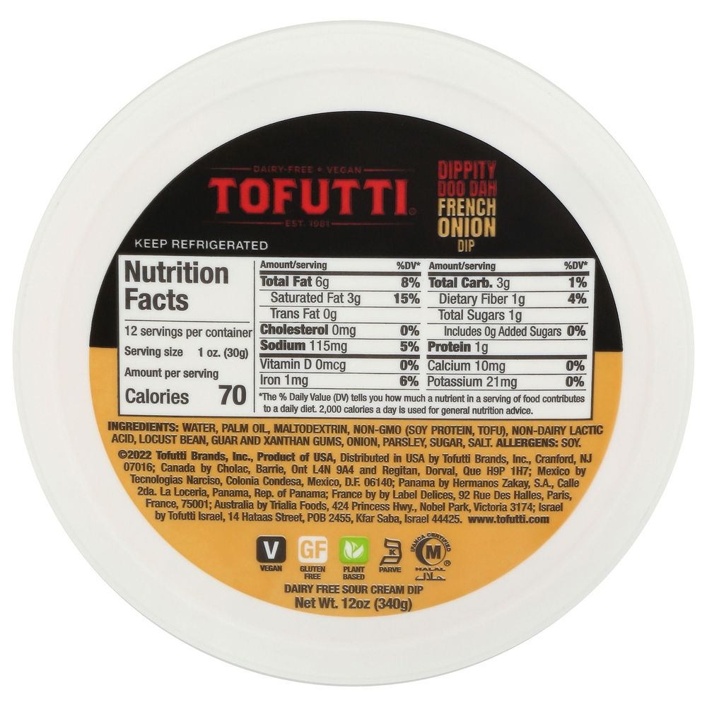 Tofutti French Onion Dip, 12 Ounce -- 12 per case