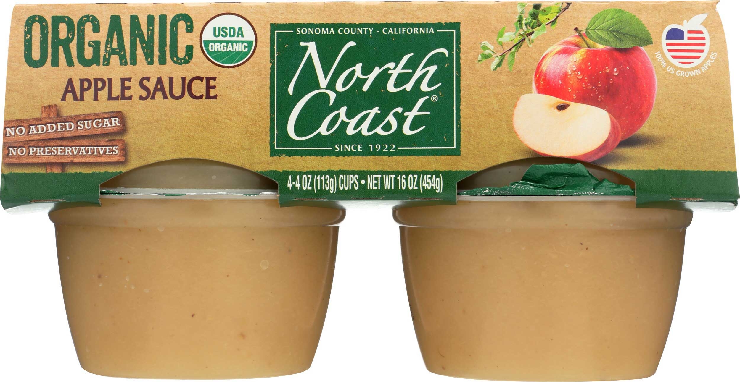 North Coast Organic Apple Sauce, 4 count per pack -- 12 per case