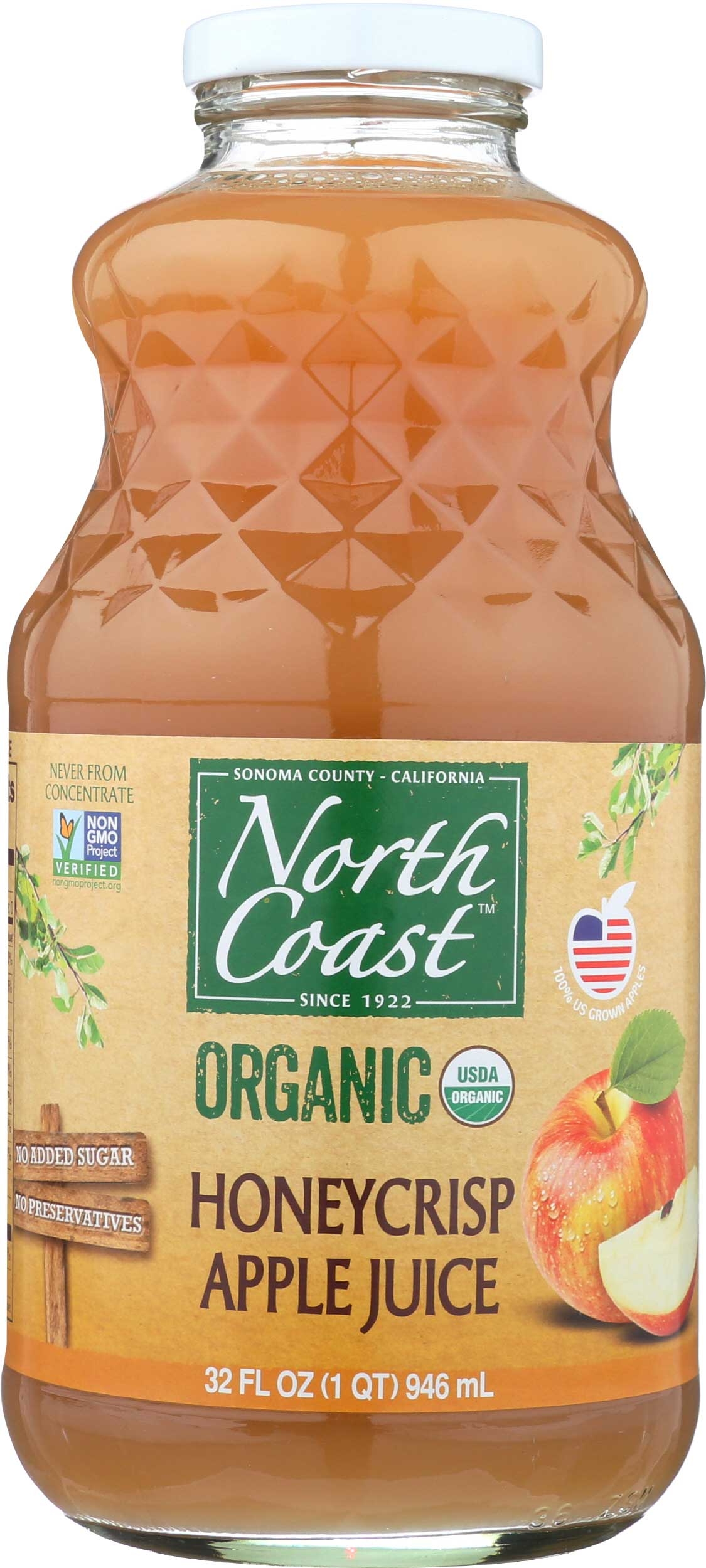 North Coast Organic Honey Crisp Apple Juice, 32 Ounce -- 6 per case