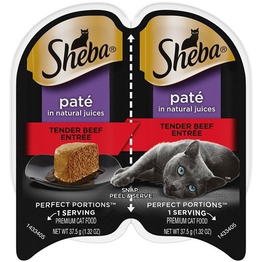 Sheba Perfect Portions Pate Beef Entree Cat Food, 2.6 Ounce -- 24 per case.