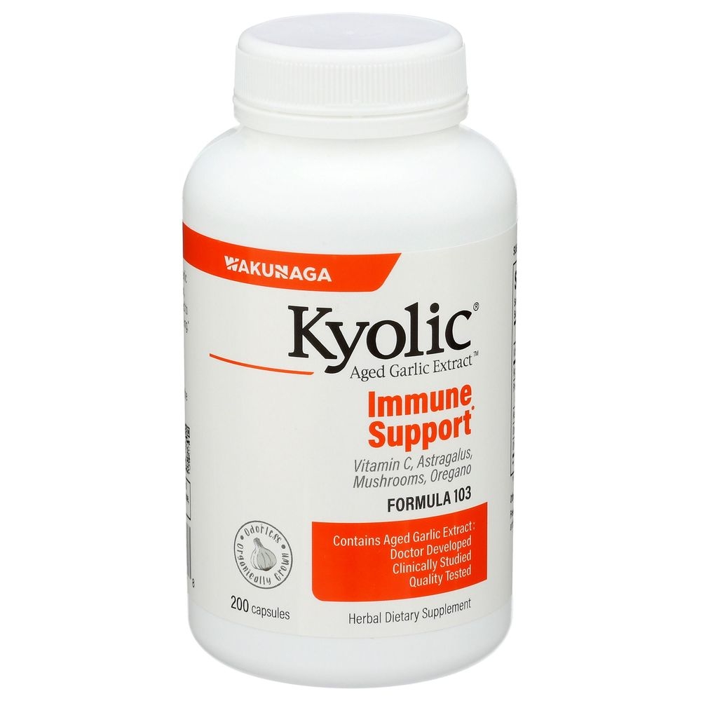 Kyolic Aged Garlic Extract Formula 103 Immune Support Dietary Supplement Capsules, 200 count