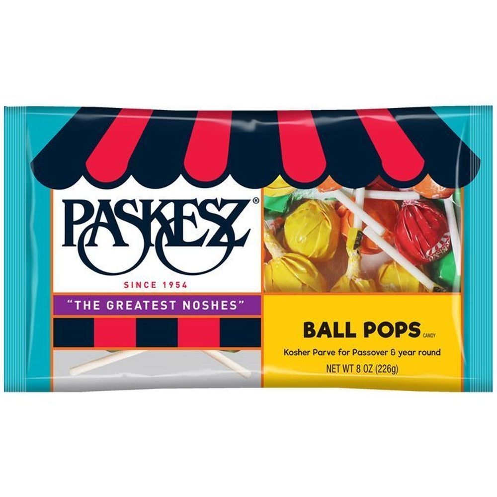 Paskesz Assorted Ball Lolipops, 8 Ounce -- 24 per case