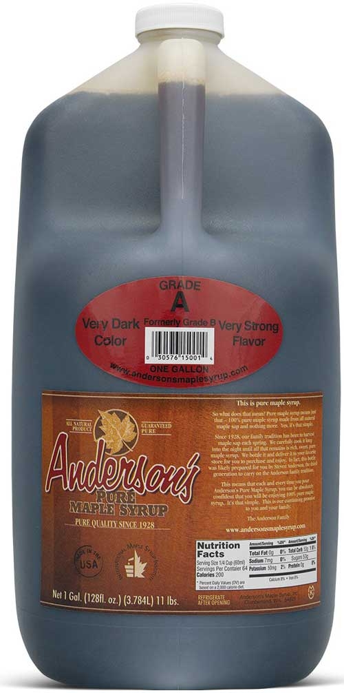 Andersons Grade A Very Dark Pure Maple Syrup, 1 Gallon