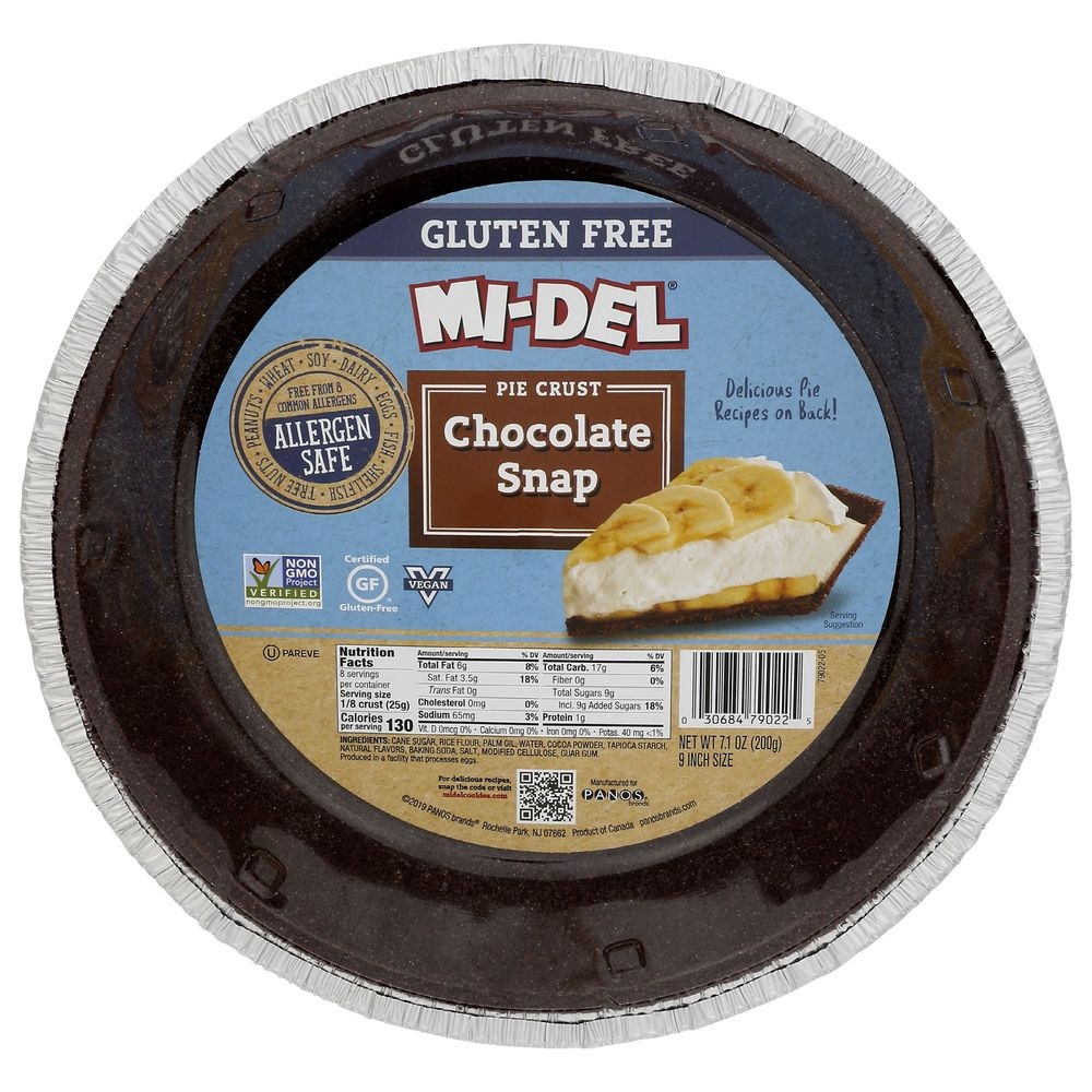 Midel Gluten Free Chocolate Snap Pie Crust, 7.1 Ounce -- 12 per case