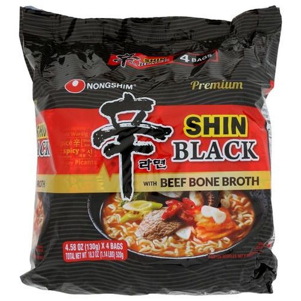 Nong Shim Shin Black with Beef Bone Broth Noodle Soup, 18.32 Ounce -- 4 per case