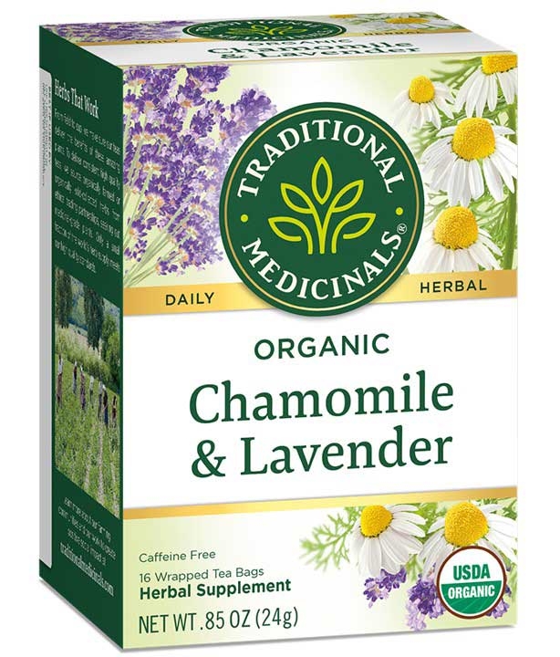 Traditional Medicinals Chamomile with Lavender Herbal Tea, 16 tea bags per pack -- 6 per case