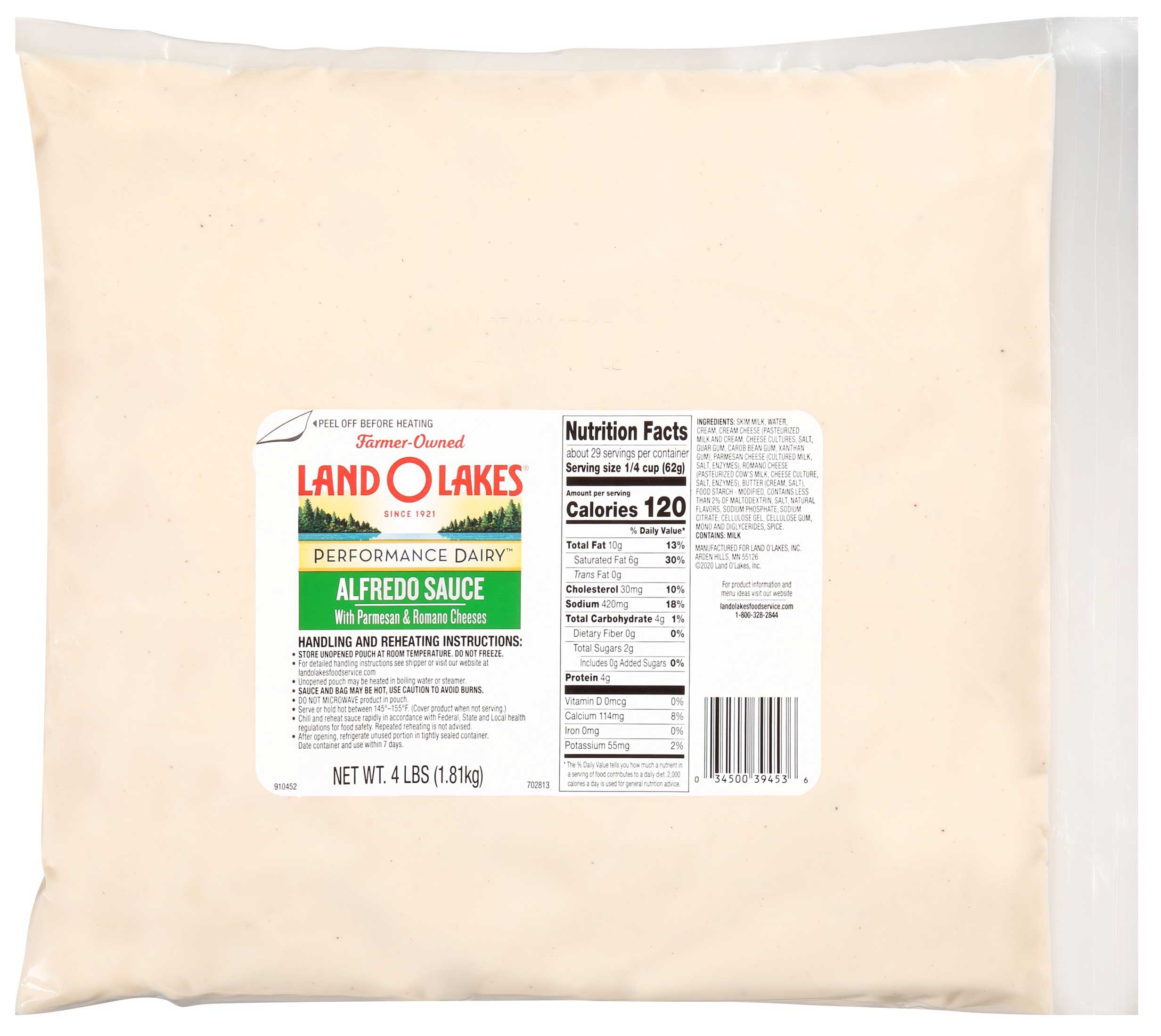 Land O Lakes Alfredo Sauce Pouch, 64 ounce -- 6 per case