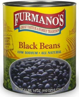 Furmanos Low Sodium All Natural Black Beans in Brine, 110 Ounce -- 6 per case