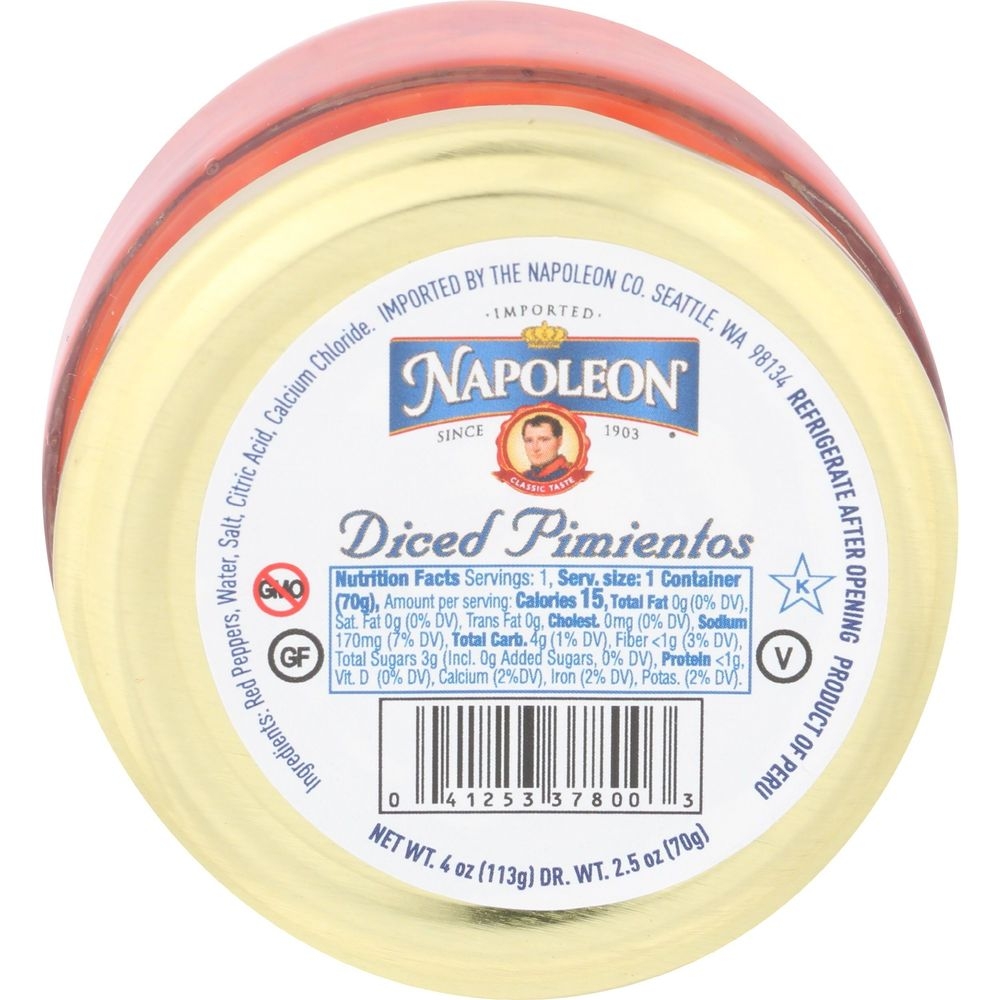 Napoleon Diced Pimientos, 4 Ounce -- 12 per case