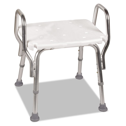 DMI White/Aluminum Backless Shower Chair with 16 to 20 inch Seat Height