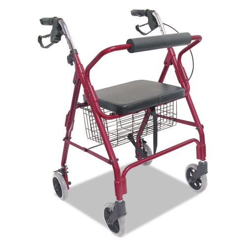DMI Burgundy Ultra Lightweight Rollator, 300 Pound Capacity