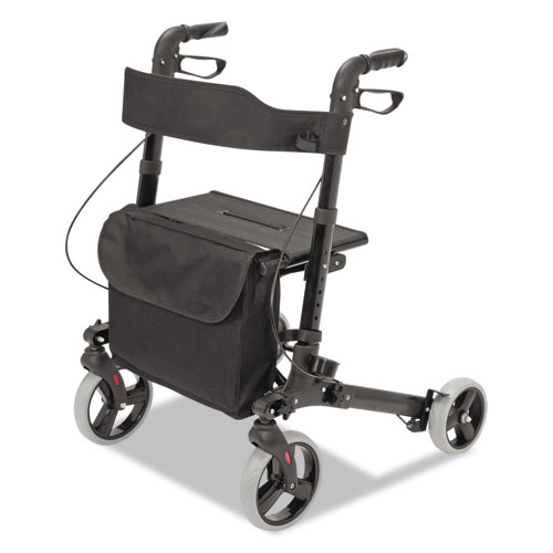 HealthSmart Black Gateway Aluminum Rollator, 300 Pound Capacity