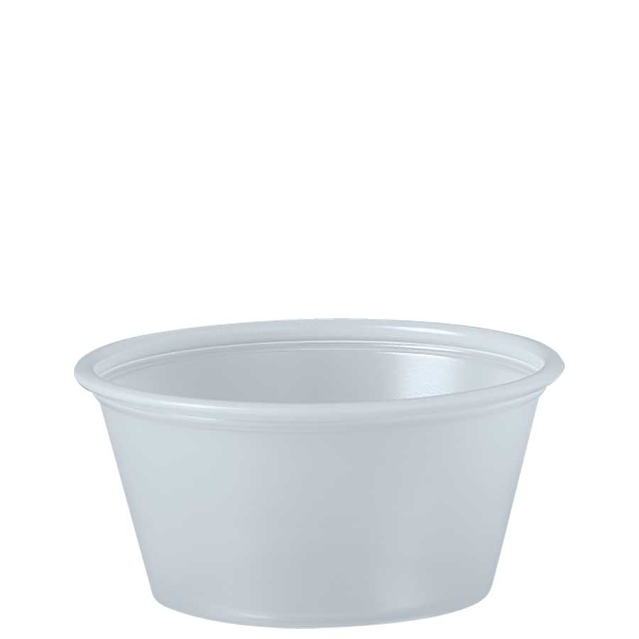 SOLO Cup Company Polystyrene Portion Cups, 2oz, Translucent, 250/Bag, 10 Bags/Carton