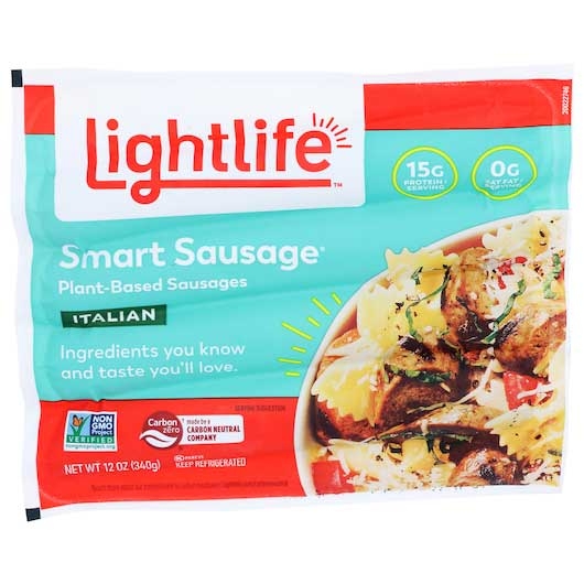 Lightlife Meatless Italian Smart Sausage, 12 Ounce -- 8 per case.