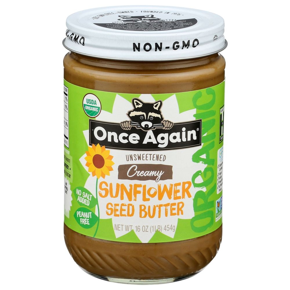 Once Again Organic Unsweetened Salt Free Creamy Sunflower Seed Butter, 16 Ounce -- 6 per case