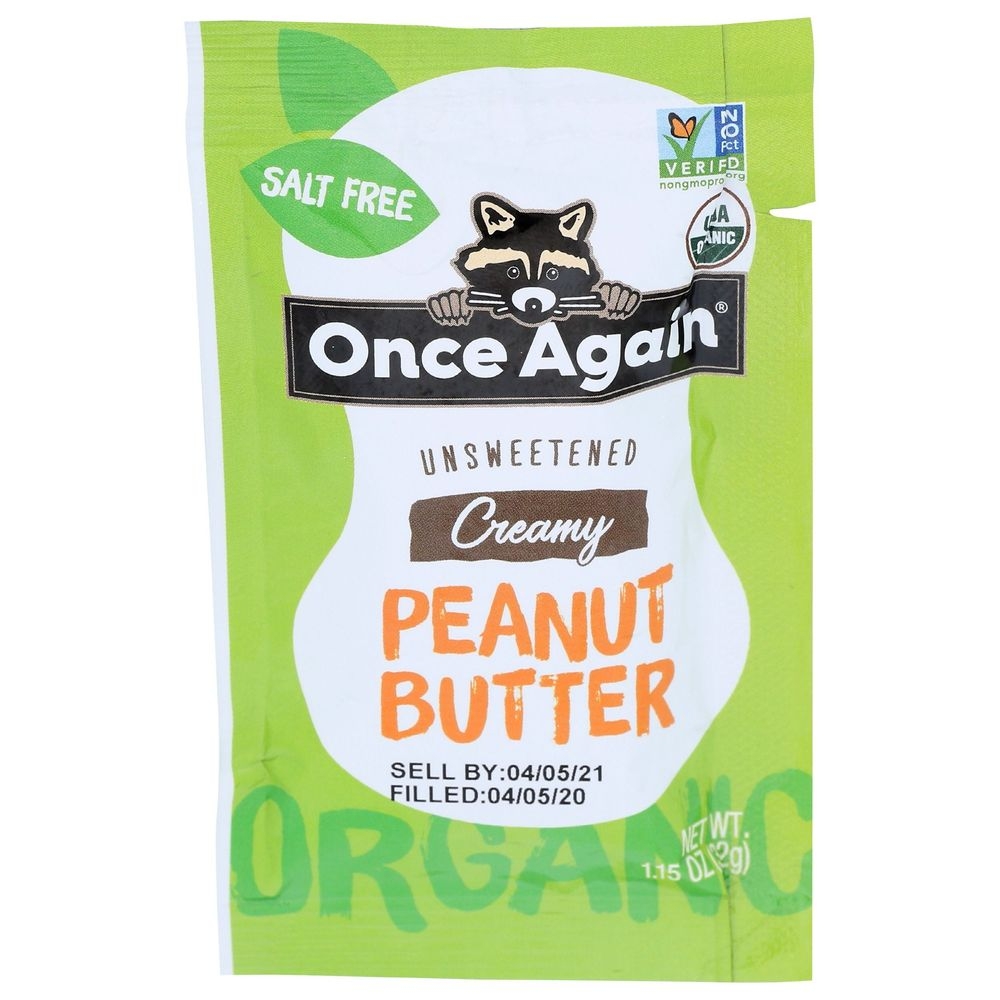 Once Again Unsweetened Creamy Peanut Butter, 1.15 Ounce -- 10 per case