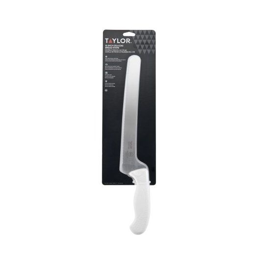 Taylor White Handle Offset Bread Knife, 10 inch