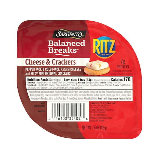 Sargento Balanced Breaks Single Pepper Jack and Colby Jack Cheese with Mini Ritz Crackers, 1.5 Ounce -- 12 per case
