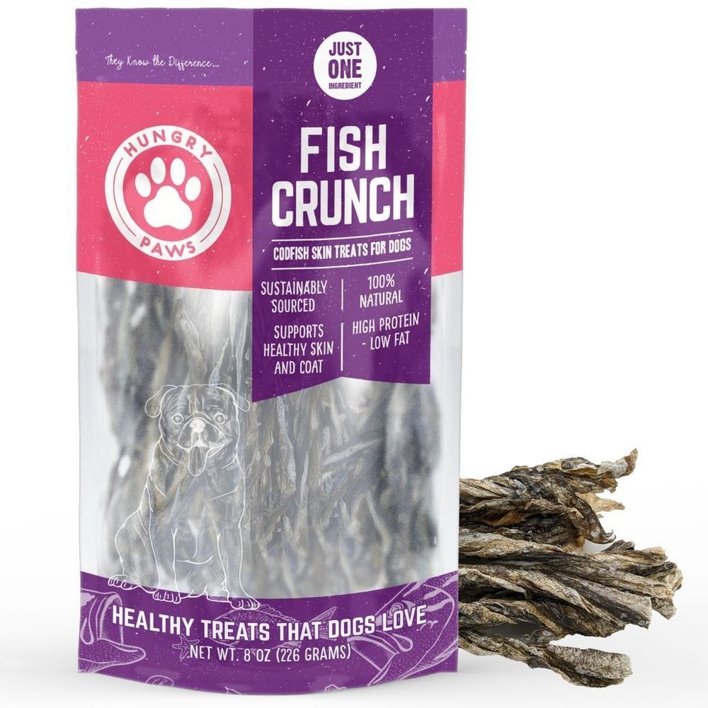 Hungry Paws Cod Fish Crunch Skin Treats for Dogs, 8 Ounce -- 6 per case