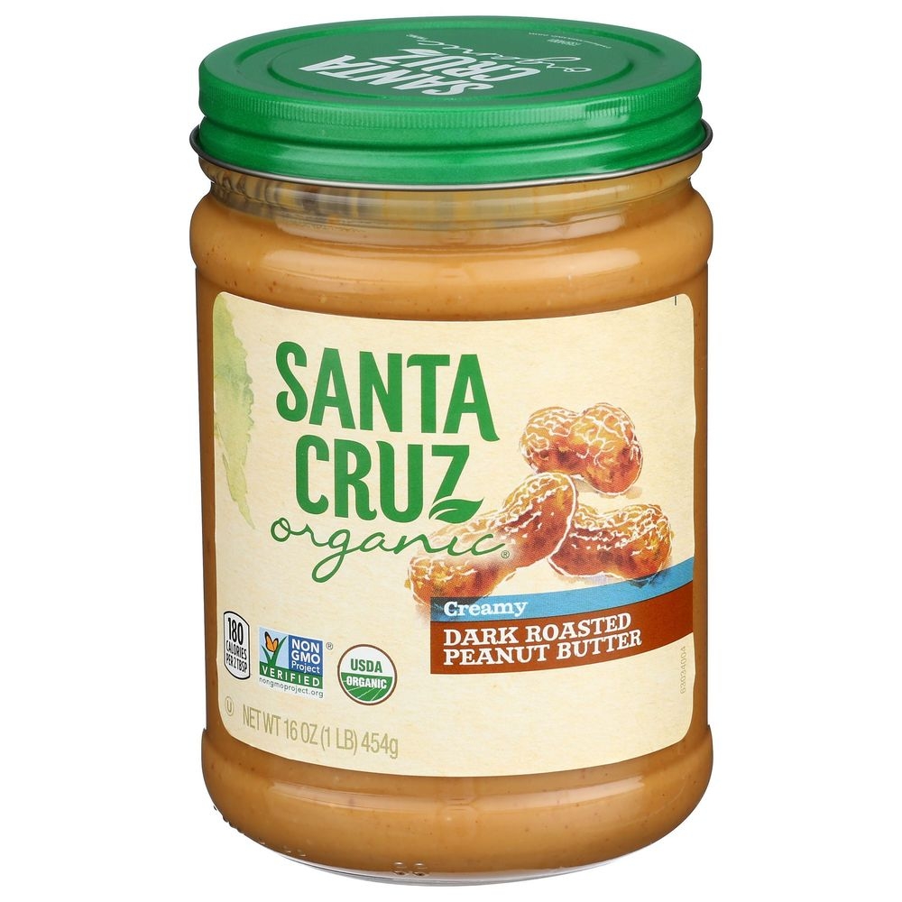 Santa Cruz Organic Creamy Dark Roasted Peanut Butter, 16 Ounce -- 12 per case