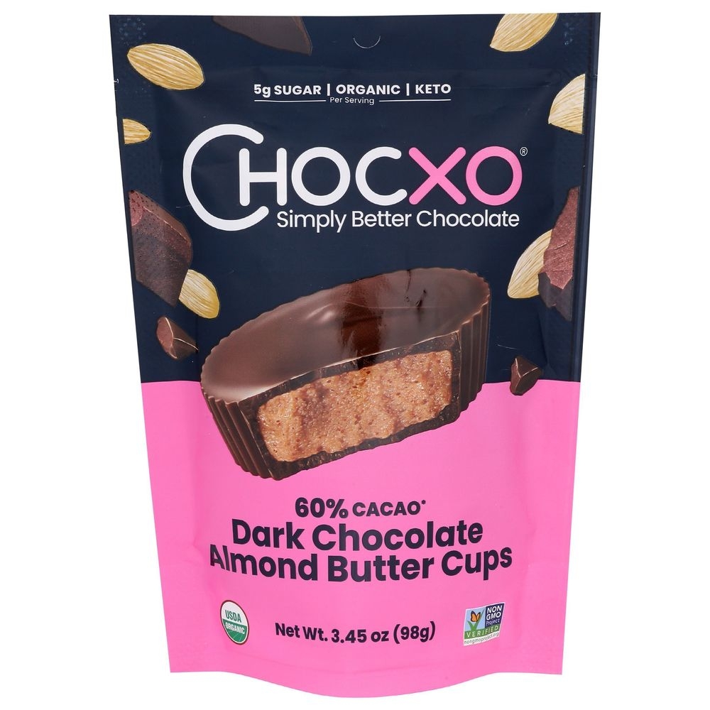 Chocxo Organic Dark Chocolate Almond Butter Cup, 3.45 Ounce -- 6 per case