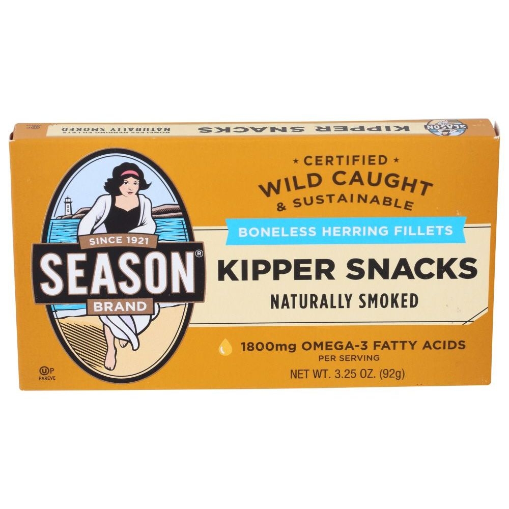 Season Naturally Smoked Boneless Herring Fillets Kipper Snacks, 3.25 Ounce -- 12 per case