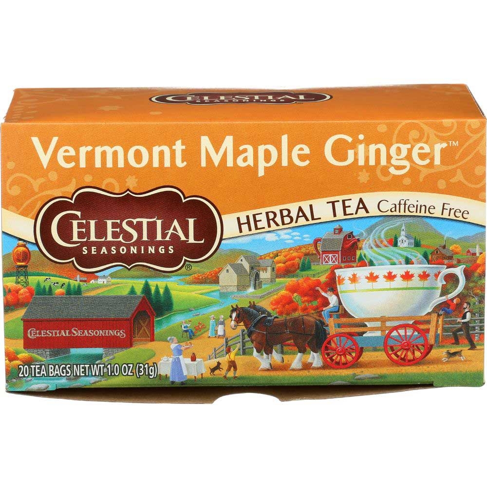 Celestial Seasonings Vermont Maple Ginger Herbal Tea - 20 tea bag per pack -- 6 packs per case
