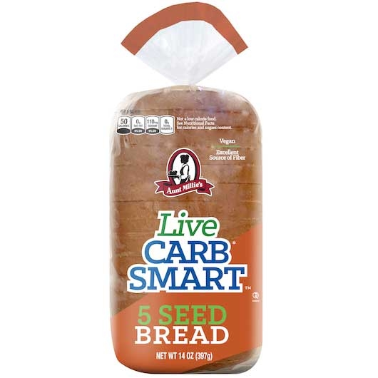 Aunt Millie's Bakehouse Live Carb Smart Five Seed Bread, 14 Ounce -- 6 per case