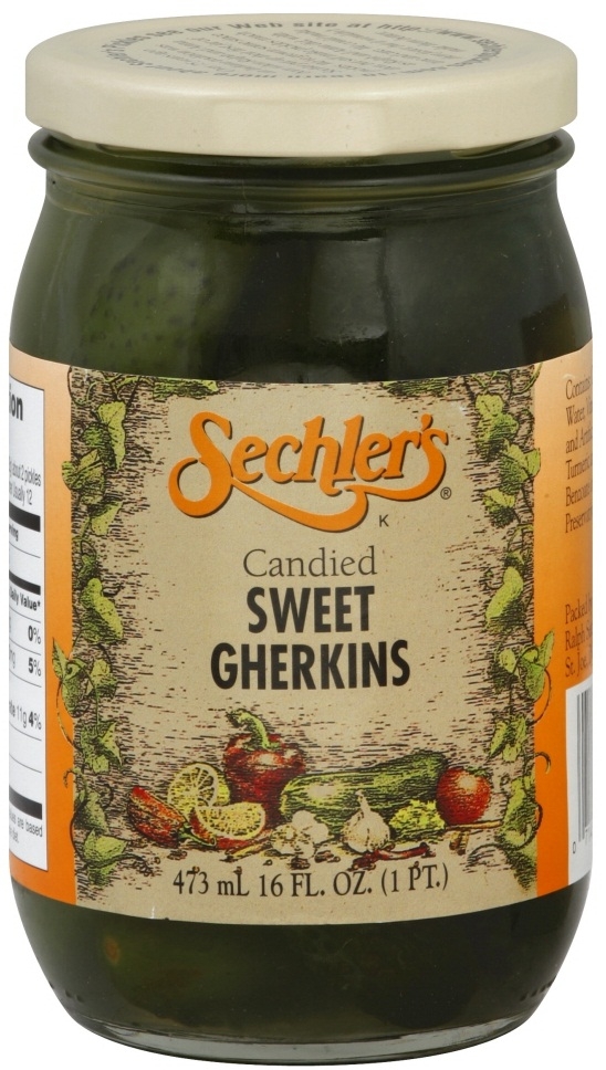 Sechlers Candied Sweet Gherkins, 16 Ounce -- 6 per case