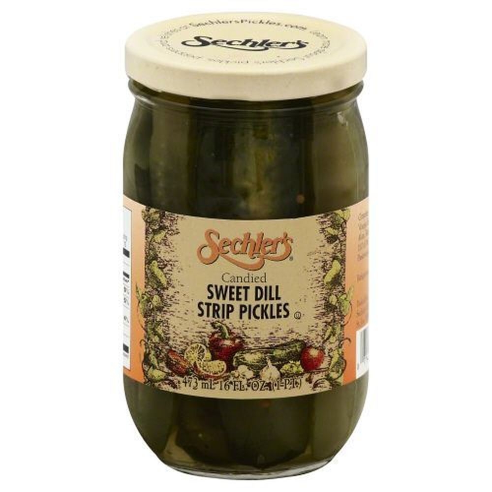 Sechlers Candied Sweet Dill Strip Pickles, 16 Ounce -- 6 per case