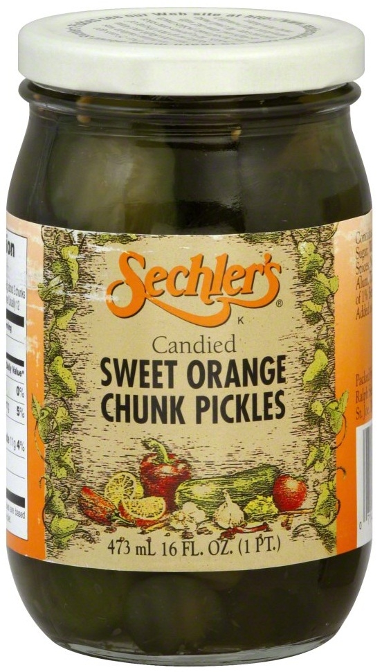 Sechlers Candied Sweet Orange Chunk Pickles, 16 Ounce -- 6 per case