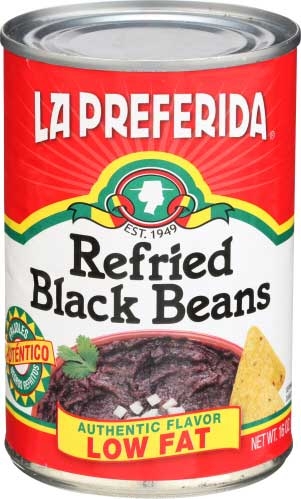 La Preferida Fat Free Refried Black Beans, 16 Ounce -- 12 per case