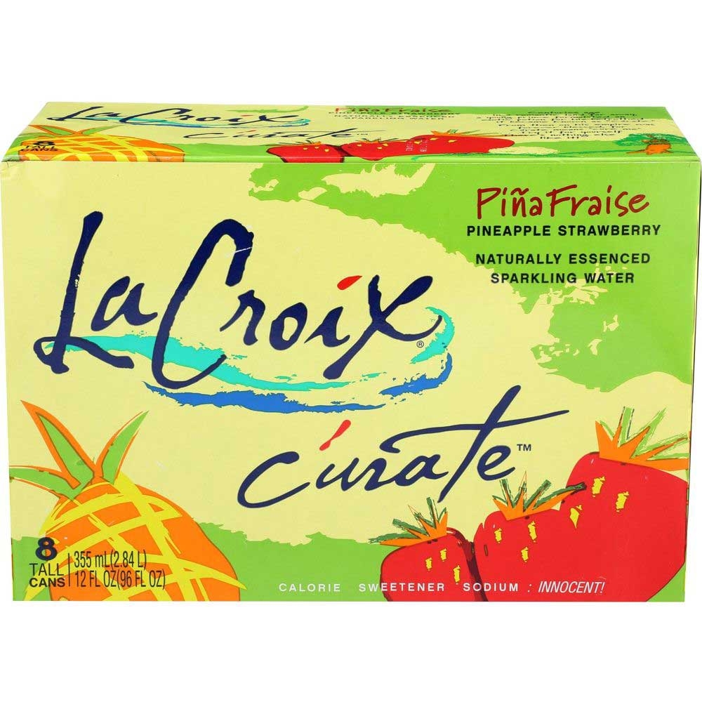 LaCroix Natural Pineapple Fraise Strawberry Sparkling Water, 12 Fluid Ounce - 8 Count per pack -- 3 packs per case