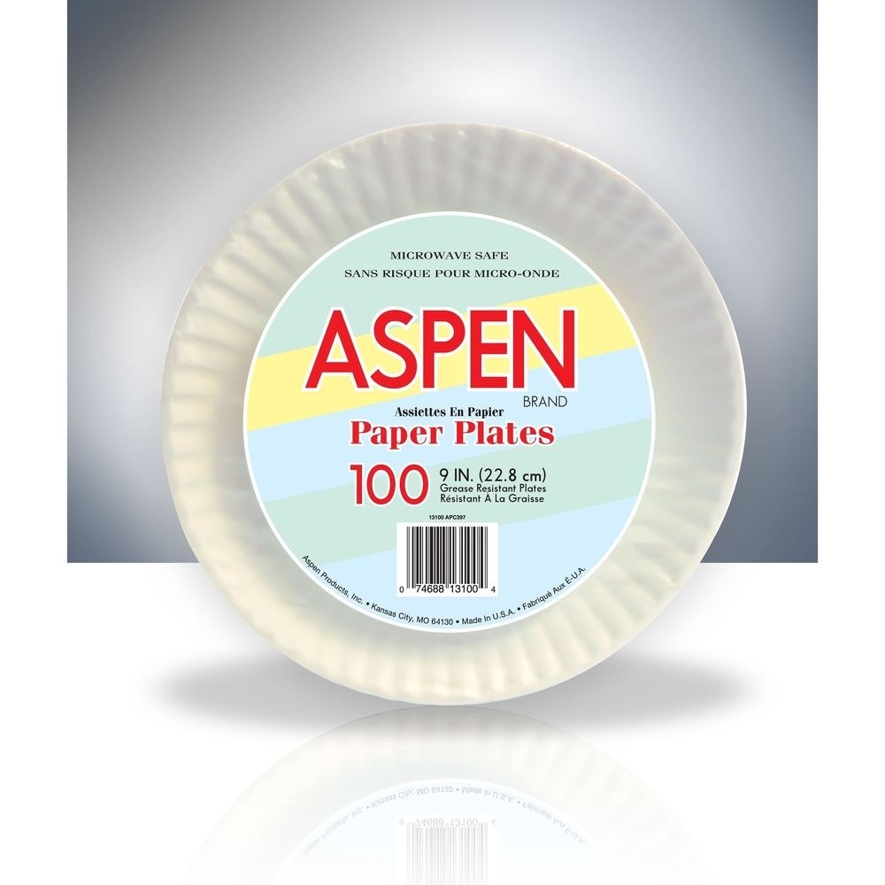 Aspen White Coated Paper Plate, 9 inch -- 1000 per case